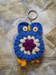 Woolen Owl Keyring With Pouch