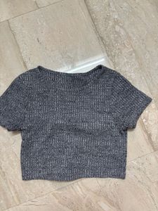 Grey Crop T-shirt