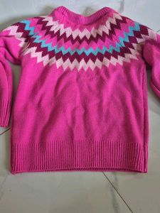 Girls Pink Zig-Zag Pattern Sweater