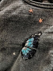 Butterfly Detail Wide Leg Jeans