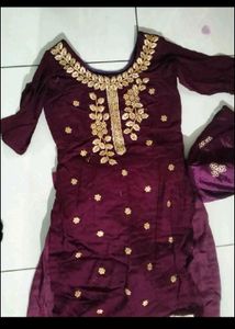 Wine Colour Shirt With Dupatta