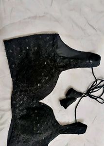 Black Sequin Sleevless  Blouse