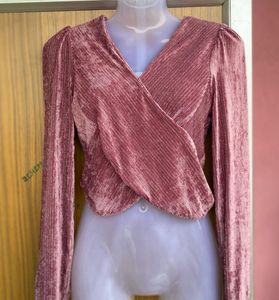Pink Velvet Criss-Cross Top