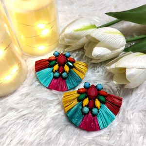 Multicolored Handmade Beaded Earrings🌺