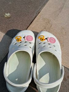 White Platform Clogs with Charms
