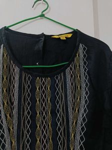 Embroidered Black Tunic Top