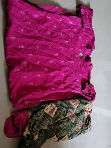 Combo Of 2 Kurta Set Floral Pink & Green Suit