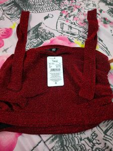 Burgundy Halter Crop Top