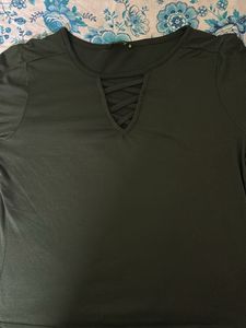 DressBerry Green Criss-Cross Neck Top | Stylish &amp;