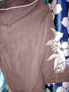 Brown Floral Design Shorts