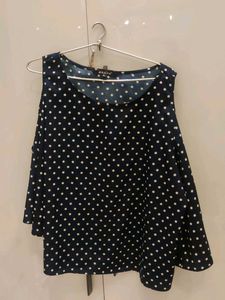 Polka Dot Cold Shoulder Top