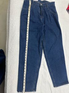 High-Waisted Pleated Jeans