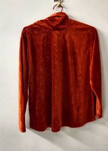 A LYCRA VELVET POLO NECK TOP