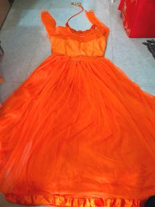 Elegant Orange Ethnic Gown