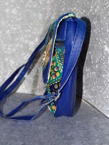 Blue Floral Accent Crossbody Bag