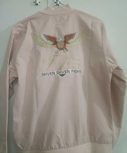 Pink Bomber Jacket with Eagle Patch