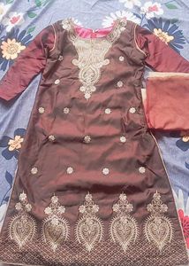 Elegant Brown &amp; Beige Salwar Kameez