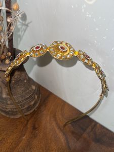 Elegant Gold &amp; Red Gemstone Headband
