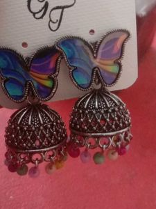 Multicolour Butterfly Jumka Earring