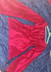 Red Velvet Long Sleeve Top