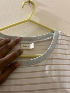 Elegant White Striped Dress