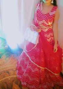 Flared  Cancan Lengha Crop Top Blouse Skirt