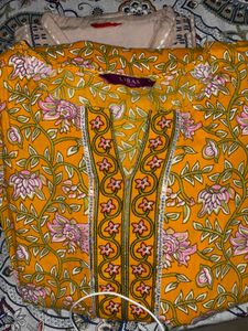 Yellow Printed Kurta Set