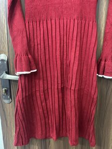 Chic Red Knit Mini Dress