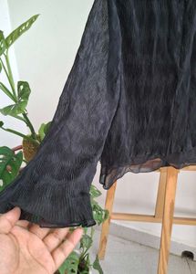 Sheer Black Blouse with Peter Pan Collar