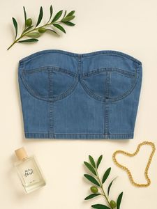 Denim Bandeau Top