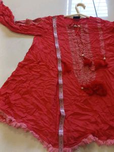 Peplum Red Embroidery Wark Mast Dress