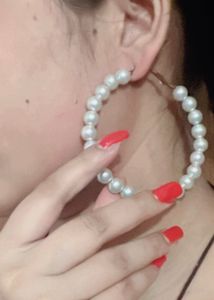 Elegant Pearl Hoop Earrings