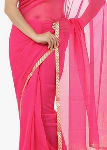 Elegant Pink Chiffon Saree