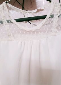 White Lace Detail Blouse
