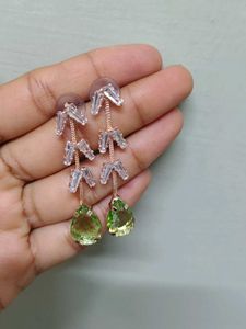 Dangling Green Stone Earrings