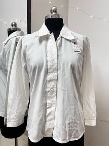 White Korean Embroidered Shirt