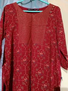 Red Floral Print Kurti