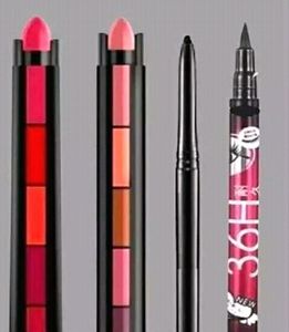 Combo of 5 in 1 matte finish 5 Shades lipstick Red edition and edition, 36 H waterproof long-lasting Eyeliner, Deep Black Kajal (Pack of 4)Name: Combo of 5 in 1 matte
