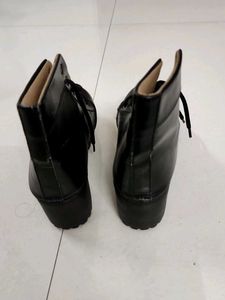 Black Leather Boots - UK 6, 2inch Heels
