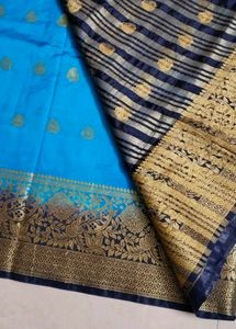 Elegant Blue & Gold Saree