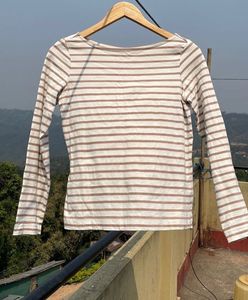 H&amp;M Striped Boat Neck Top