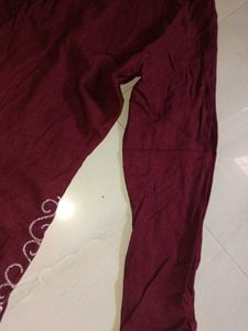 Maroon Embroidered Kurti