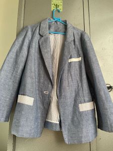 Blue Linen Blend Blazer