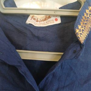 Fabindia Navy Blue Women's Kurta Shirt