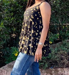 sunflower print strap top