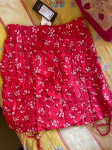 Red Floral Mini Skirt