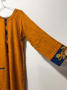Mustard Kurta With Plaza Set