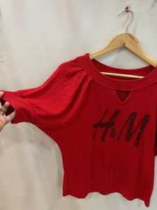 Combo: Zara Stripe Top ‼️ H&amp;M Red Tee