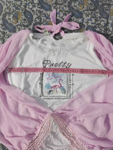Cute Pink Flared Sleeve Top for (Bust- 32/34)