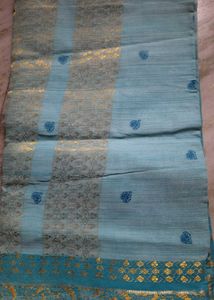 Light Blue Handloom Tant Benarasi Saree